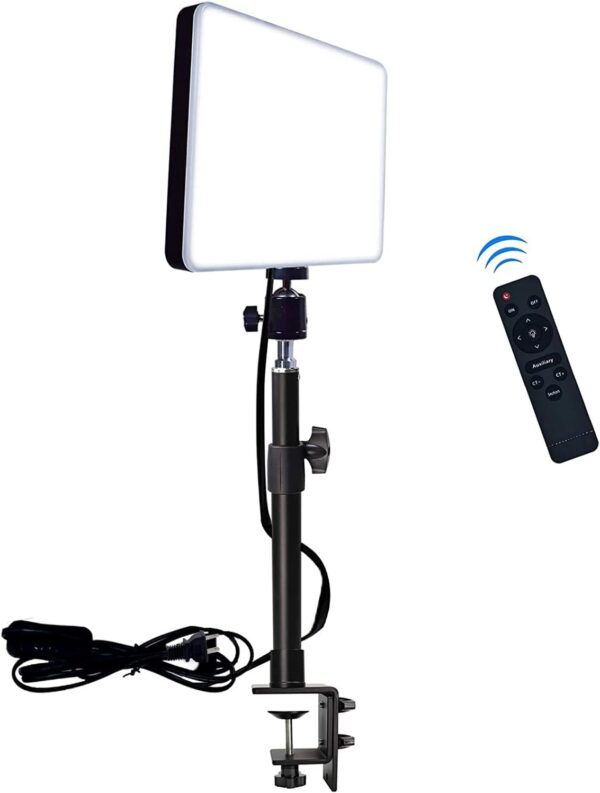 LED Desk Bi-Color Video Light, Key Light with C-Clamp Stand, 2700K-5700K Dimmable, Wireless Remote, Studio Photography Lighting 2