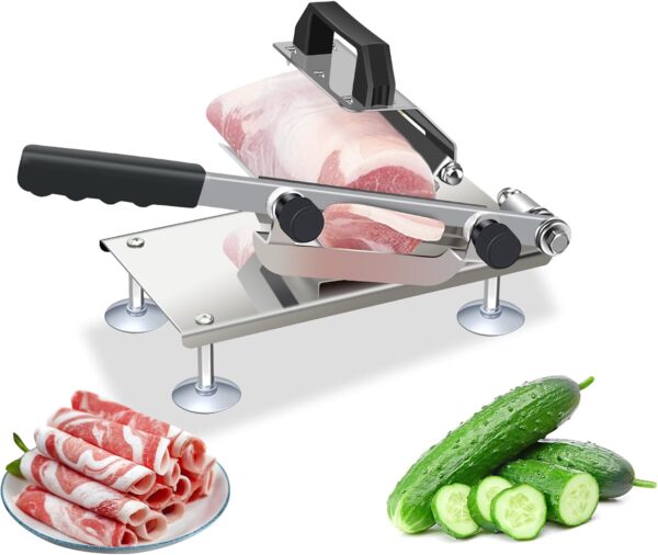 Manual Frozen Meat Slicer Meat Cutter,Meat Cutter Beef Mutton Roll for Hot Pot BBQ Food Slicer Slicing Machine for Commercial or Home Cooking of Hot Pot Shabu Shabu Korean BBQ 1 Manual Frozen