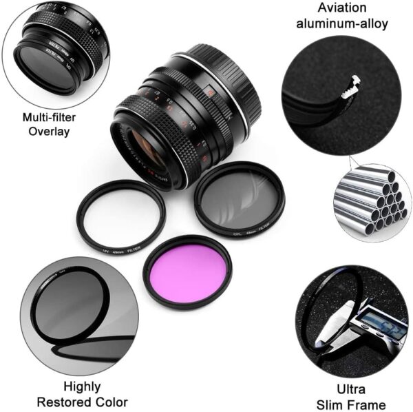 67mm Filter Kit Universal UV CPL FLD Filter Set with UV Protection, Circular Polarizing, Fluorescent Filter and Lens Cap Replacement for Canon, Nikon, Sony, Pentax, Olympus, Fuji Camera 2 Camera