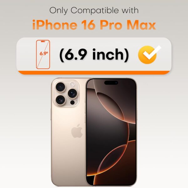 iPhone 16 Pro Max Screen Protector, 9H Hardness Military Grade Shatterproof HD Tempered Glass Full Coverage Easy Installation Case Friendly 2 Pack 4