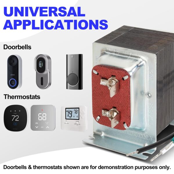 24V 40VA Doorbell Transformer AC Power Supply, Thermostat Power Adapter Hardwired Door Chime Transformer 2 Doorbell