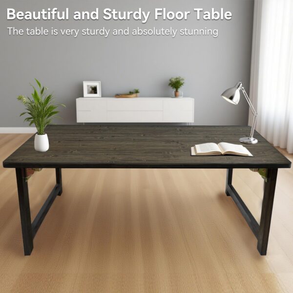 Japanese Folding Floor Table Foldable Coffee Tables Wood Low Tables Versatile for Sitting Dining Table Tea Tatami Desk No Assembly Unique (39.4 * 19.7 * 11.8 inch) 4