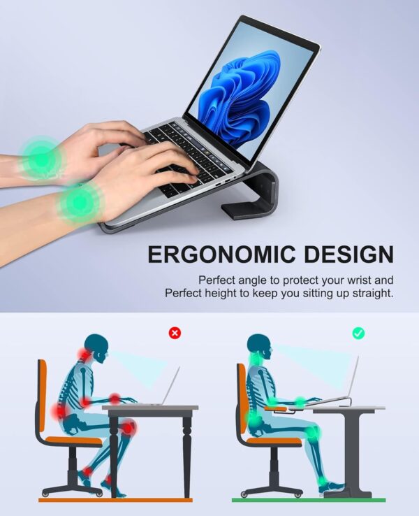 Laptop Stand for Desk, Ergonomic Detachable Laptop Riser, Aluminum MacBook Stand, Compatible with 12-17'' All Laptops Such as MacBook Pro/HP/Dell/Lenovo, Black 2 Laptop Stand
