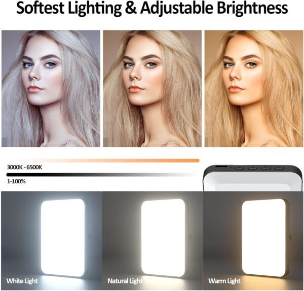 Rechargeable Selfie Light, Clip Fill Light for Phone Laptop Tablet Portable Light for Video Conference Live Streaming Zoom Call Makeup Picture (Black) 2 Selfie Light