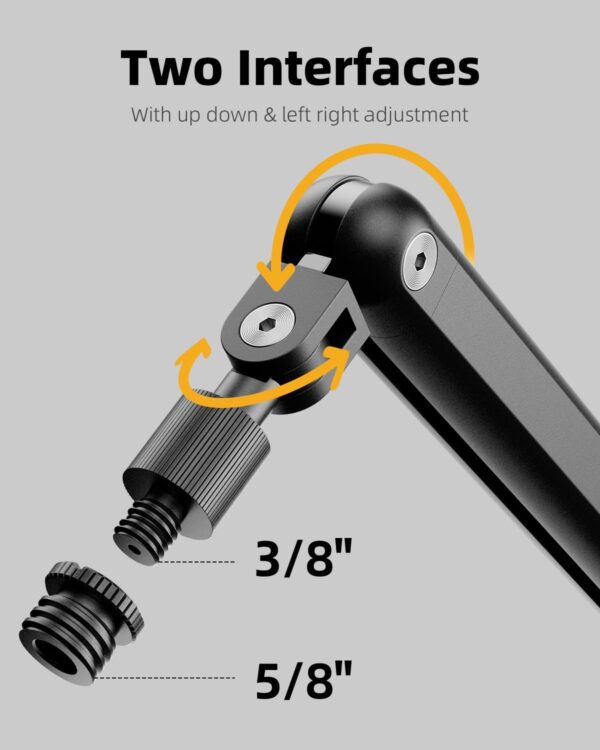 Mic Arm for Lightweight Mics, Microphone Arm Rotatable, Storable Desk Mic Stand for Bear 3LB with Mount Clamp, Mic Stand Boom Arm with Cable Channel with 3/8'' 5/8'' Thread for Podcast, Gaming 3