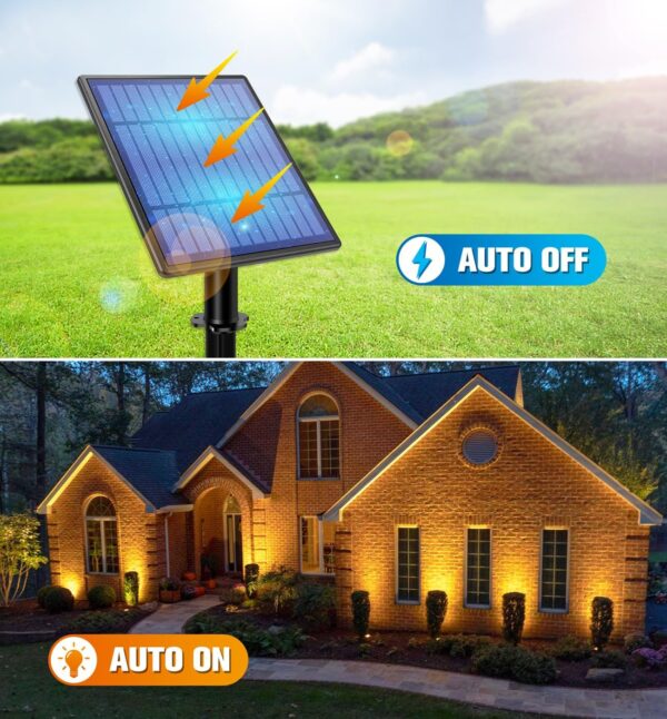 Metal Solar Spot Lights Outdoor with 9.8ft Cable Solar Powered Landscape Lighting Low Voltage IP65 Waterproof Auto On/Off for Outside Garden Yard Landscape Pathway Garage-Warm White(4-in-1) 4