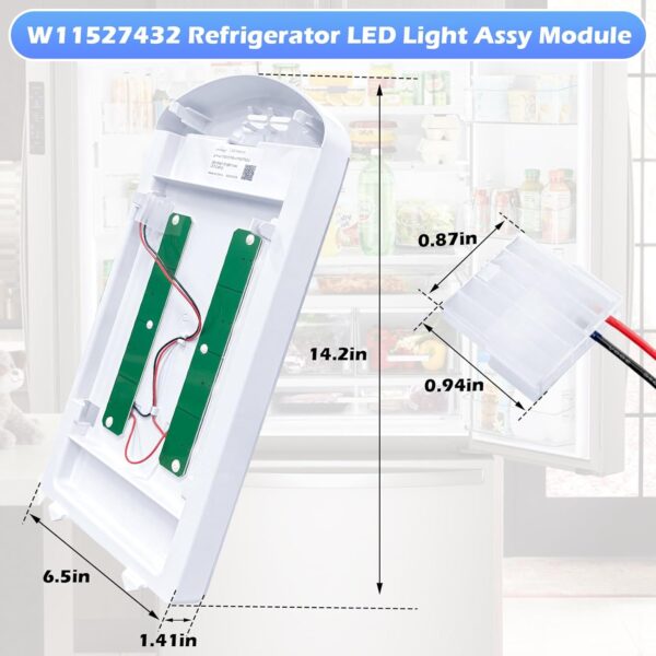 W11527432 Refrigerator LED Light Assy Module Replace W11387579 W11333374 W11042554 W11101384 W11245960 Fits for Whirlpool Maytag Amana Refrigerator LED Light Replacement WRF555SDFZ09 WRX735SDHZ02 4