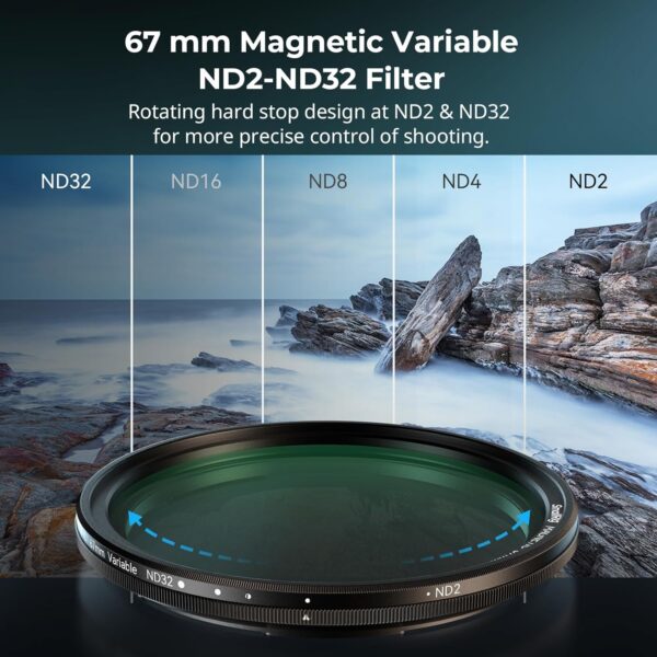 SmallRig 5-in-1 Magnetic 67mm Lens Filter Kit: VND + CPL + Black Mist 1/4 + Threaded Adapter Ring + Magnetic Lens Cover + Storage Bag + Cleaning Cloth, Magnetic Filter Set for Phone Camera Lens - 4726 4