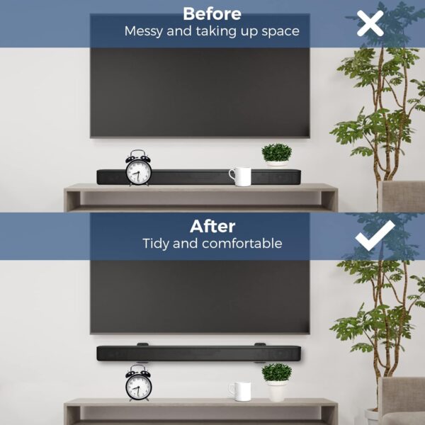 WISDING Universal Soundbar Mount Bracket Floating Wall Shelf for Samsung,JBL,Sony, LG,Bose,Roku,Polk Audio,Vizio,Roku,Onn & Other Brands Soundbar Mount Bracket, Sound Bar Wall Mount Shelf Under TV 4