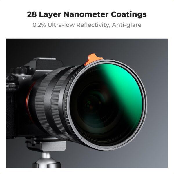 82mm Putter Variable ND Filter ND2-ND400 (1-9 Stops) 28 Multi-Layer Coatings Import AGC Glass Adjustable Neutral Density Filter for Camera Lens (Nano-X Series) 4
