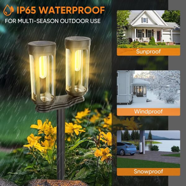 Bright Solar Pathway Lights Outdoor, 4 Pack Solar Powered Garden Lights Waterproof, Auto On/Off Yard Lawn Patio Walkway Driveway Decor Landscape Lighting Warm Lights 3