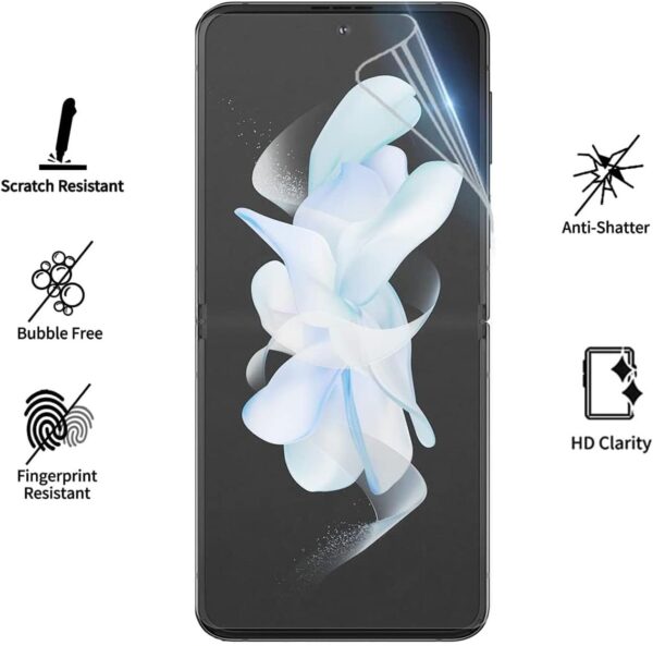 [2+2 Pack for Samsung Galaxy Z Flip 4 5G EPU Inner Screen Protector + Camera Lens Outer Protector Tempered Glass, Upgraded Ultra-Thin High Definition Clear Full Coverage Case Friendly 2 Samsung