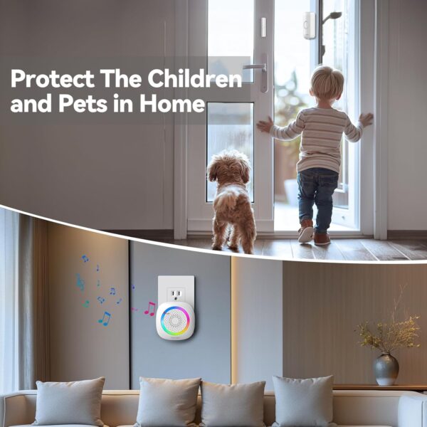 Door Chimes When Door Opens, Wireless Door Sensor Chime Alarm with 1000Ft Range, 61 Songs, 5 Volume Levels, RGB Light, Door Chime for Business/Store/Home/Office When Entering 3