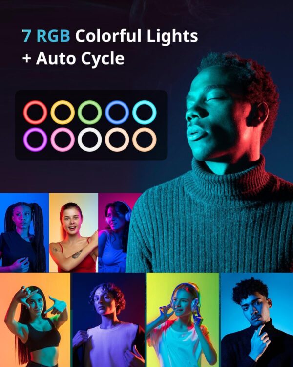 12'' RGB Selfie Ring Light with 62’’ Tripod Stand for Video Recording&Live Streaming(YouTube, Instagram, TIK Tok), Compatible with Phones, Cameras and Webcams 3 Selfie Ring Light
