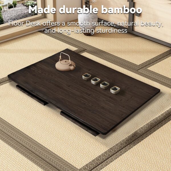 Japanese Folding Floor Table Foldable Coffee Tables Wood Low Tables Versatile for Sitting Dining Table Tea Tatami Desk No Assembly Unique (39.4 * 19.7 * 11.8 inch) 3