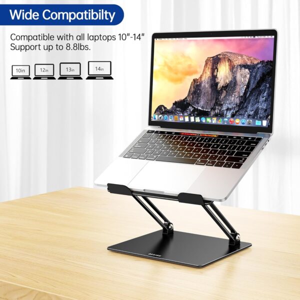 LS10 Aluminum Laptop Stand, Ergonomic Adjustable Notebook Tablet Stand, Computer Holder Compatible with Air, Pro, Dell, HP, Lenovo More 10-14" Laptops, Black 3 Laptop Stand