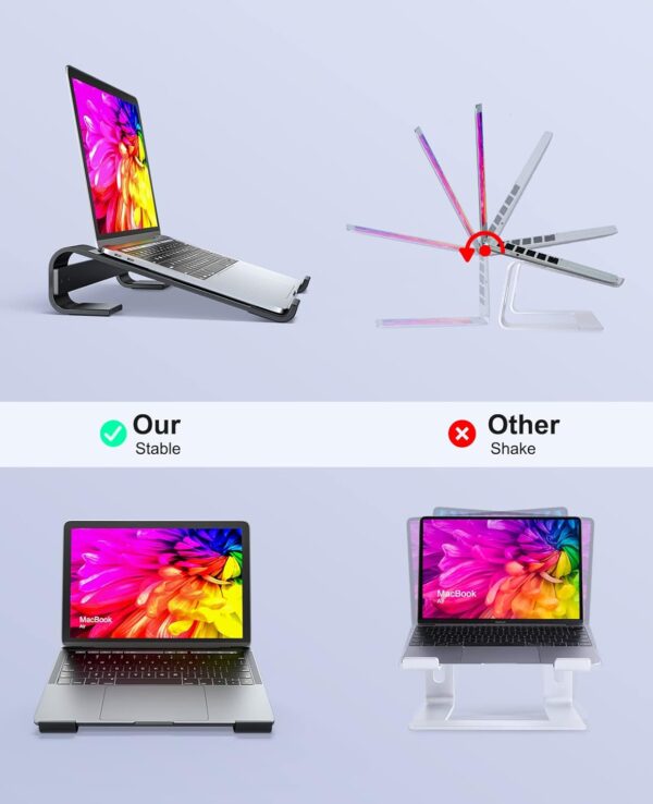 Laptop Stand for Desk, Ergonomic Detachable Laptop Riser, Aluminum MacBook Stand, Compatible with 12-17'' All Laptops Such as MacBook Pro/HP/Dell/Lenovo, Black 3 Laptop Stand