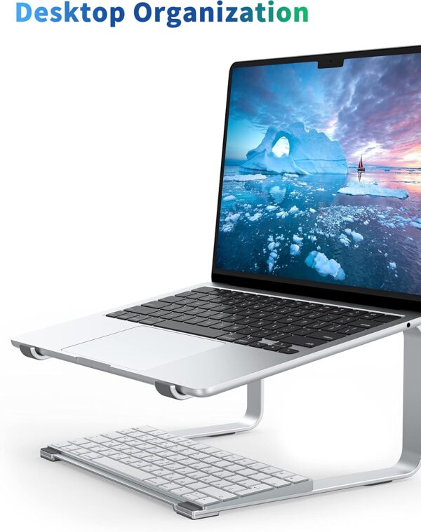 Laptop Stand for Desk, Metal Computer Riser, Heavy Stable PC Holder, Ergonomic Laptops Elevator for 12 to 17.3 Inches Notebook Computer, Silver 3 Laptop Stand