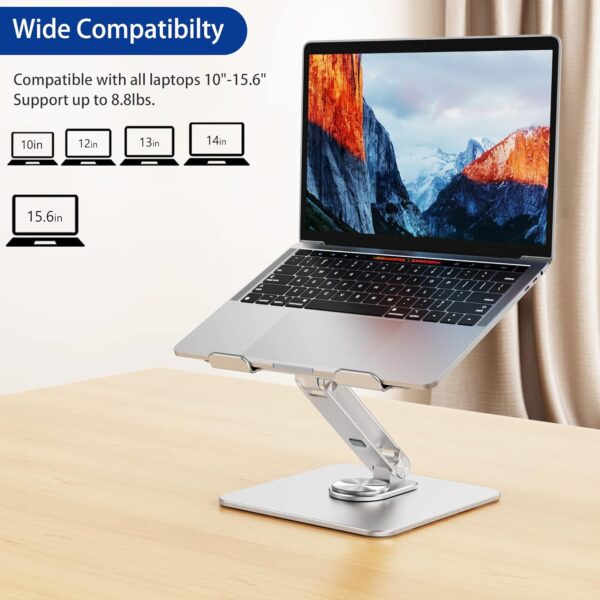 LSX7 Laptop Stand with 360 Rotating Base, Ergonomic Adjustable Notebook Riser Holder Compatible with Air, Pro, Dell, HP, Lenovo More 10-15.6" Laptops (Silver) 3 Laptop Stand