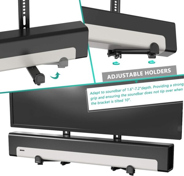 Universal Sound Bar Mount - Adjustable Holder for Samsung, Bose, Sonos,Lg,Vizio and Most Soundbars 20''-45'' Wide, Fits Most 23-65 Inch TVs, Supports 33 lbs, Easy Installation, Black 3