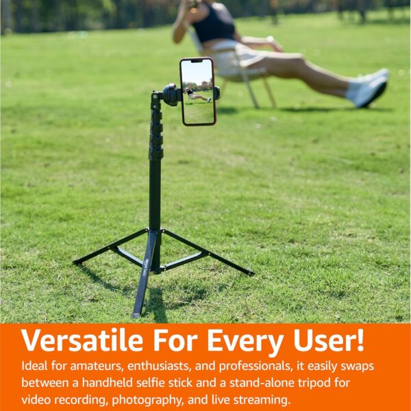 64-inch Extendable Tripod for iPhones and Smartphones, Selfie Stick Mode and Phone Tripod Mode, Black 3