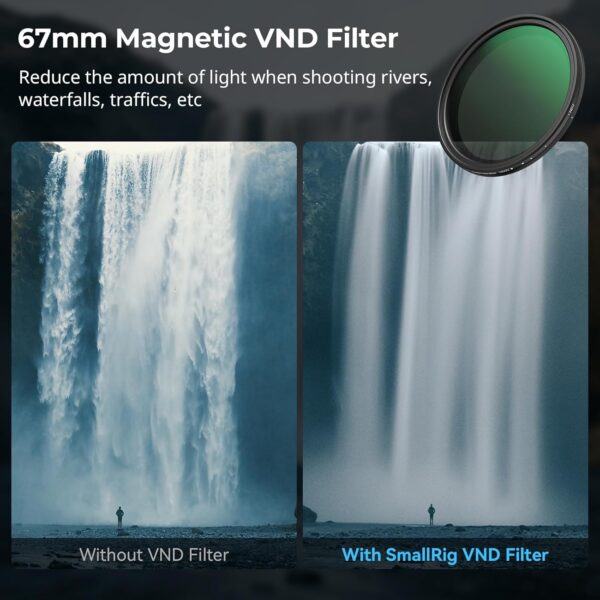 SmallRig 5-in-1 Magnetic 67mm Lens Filter Kit: VND + CPL + Black Mist 1/4 + Threaded Adapter Ring + Magnetic Lens Cover + Storage Bag + Cleaning Cloth, Magnetic Filter Set for Phone Camera Lens - 4726 3
