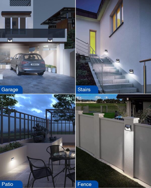 Solar Lights Outdoor Motion Sensor, 6 Pack 140 LED Solar Powered Fence Light Waterproof, 3 Modes Security Wall Lighting for Outside Yard Deck Garden 3