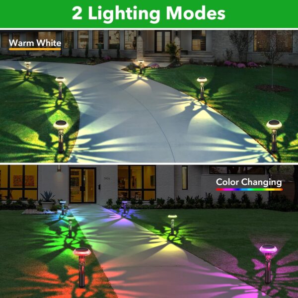 Large Solar Pathway Lights 6 Pack, 8 Modes Solar Lights Outdoor Landscape Lighting for Outside Path Walkway Driveway Sidewalk Patio Lawn Yard Garden Decor 3