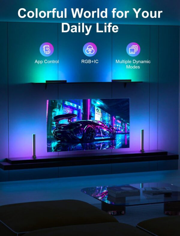 RGB Light Bar, Smart LED Light Bar Work with Alexa, Music Sync, APP & Remote Control, USB Powered TV Backlight, Color Changing Ambient Lighting for Room PC Monitor Gaming Desk (Adapter not Included) 2