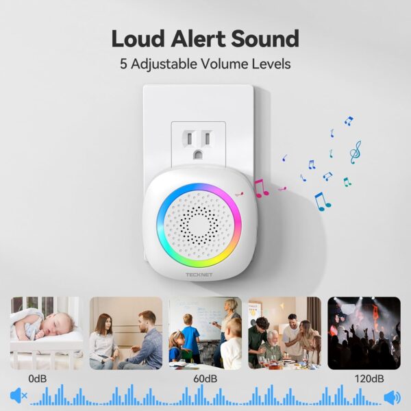 Door Chimes When Door Opens, Wireless Door Sensor Chime Alarm with 1000Ft Range, 61 Songs, 5 Volume Levels, RGB Light, Door Chime for Business/Store/Home/Office When Entering 2