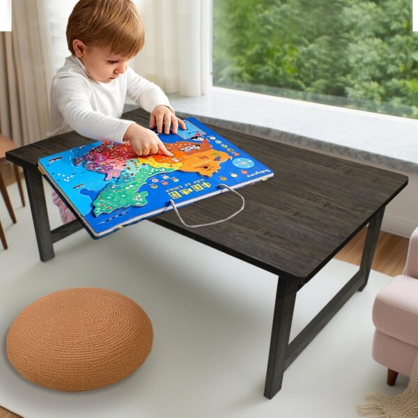 Japanese Folding Floor Table Foldable Coffee Tables Wood Low Tables Versatile for Sitting Dining Table Tea Tatami Desk No Assembly Unique (39.4 * 19.7 * 11.8 inch) 2