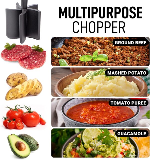 Ground Beef Chopper Tool – Hamburger Smasher & Meat Chopper for Ground Beef – Heat Resistant Food-Grade Nylon – Black 2