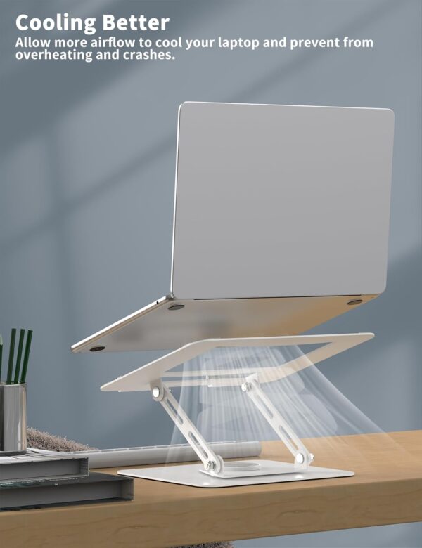 Laptop Stand for Desk with 360° Rotating Base, Multi-Angle Adjustable Laptop Stands, Foldable Laptop Riser Compatible with 10 to 15.6 Inches PC Computer, White 2 Laptop Stand