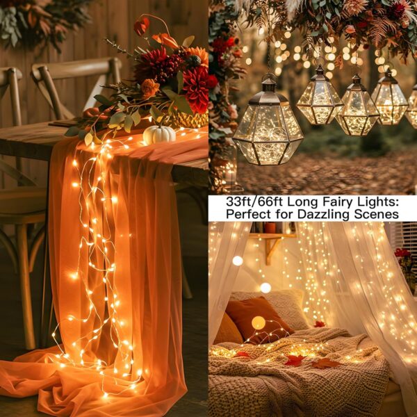 66ft 200 LED Outdoor String Lights, Warm White Christmas Fairy Light Battery Operated with Remote, Led Twinkle Lights for Bedroom, Dorm, Patio, Tapestry, Backyard, Garden, Xmas, Party, Indoor 2