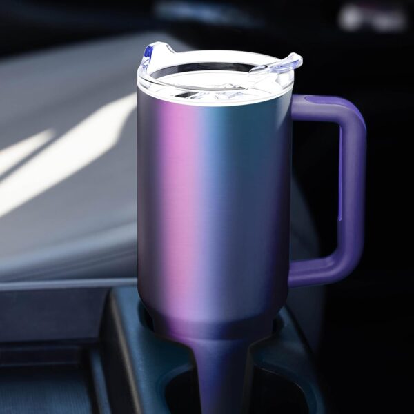 40 oz Tumbler with Handle and Straw Lid Insulated Tumblers Cups with Lids Straws Double Wall Vacuum Leak Proof Stainless Steel 40oz Tumbler Travel Mug Gifts for Men Women Him Her (Aurora) 2