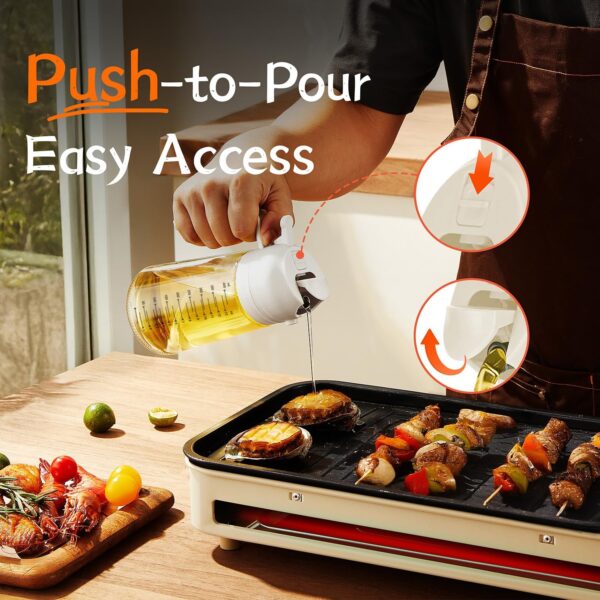 16oz/470ml Glass Olive Oil Sprayer for Cooking – 2 in 1 Olive Oil Dispenser Bottle for Kitchen Gadgets and Air Fryer Accessories, Salad, BBQ - White 2