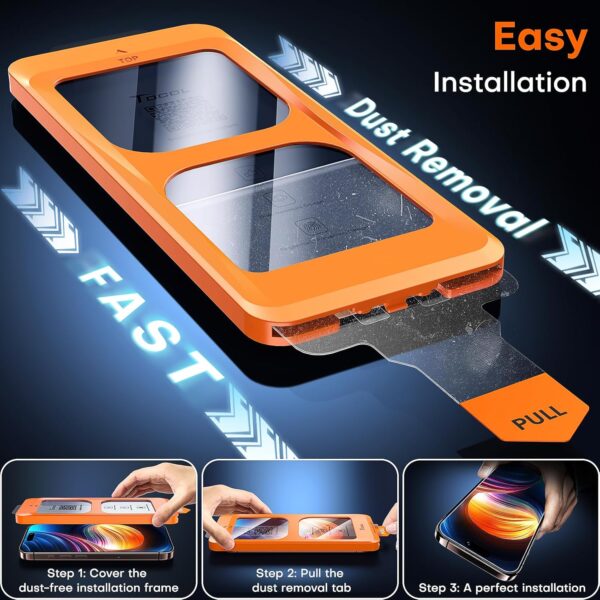 iPhone 16 Pro Max Screen Protector, 9H Hardness Military Grade Shatterproof HD Tempered Glass Full Coverage Easy Installation Case Friendly 2 Pack 2