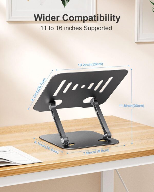 Adjustable Laptop Stand, Aluminum Portable Laptop Riser Holder, Ergonomic Foldable Notebook Stand with Heat-Vent, Compatible for MacBook Pro, ASUS, Acer, Dell, HP (10-16'') 2