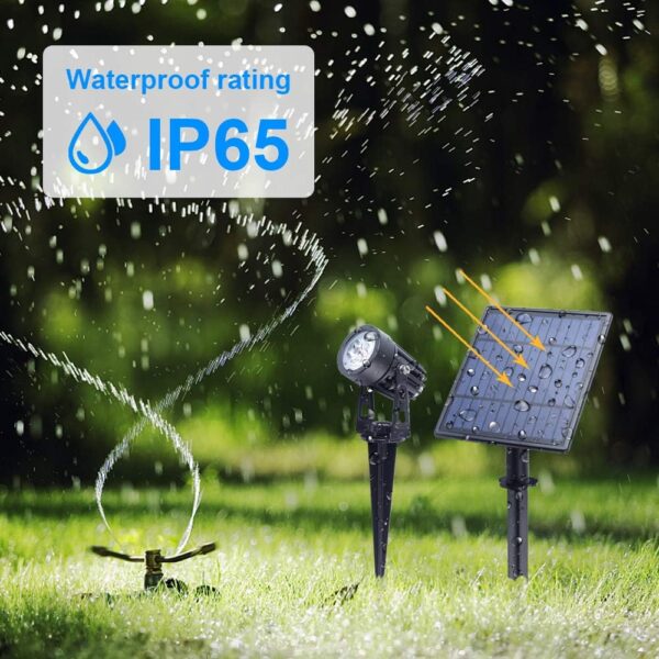 Metal Solar Spot Lights Outdoor with 9.8ft Cable Solar Powered Landscape Lighting Low Voltage IP65 Waterproof Auto On/Off for Outside Garden Yard Landscape Pathway Garage-Warm White(4-in-1) 2
