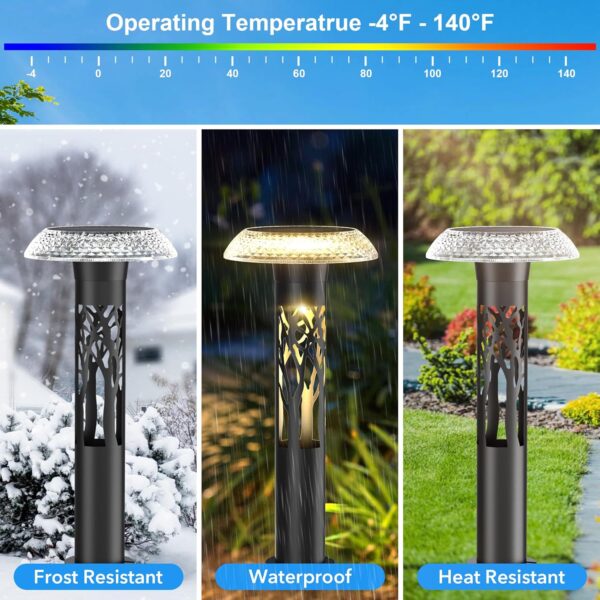 Large Solar Pathway Lights 6 Pack, 8 Modes Solar Lights Outdoor Landscape Lighting for Outside Path Walkway Driveway Sidewalk Patio Lawn Yard Garden Decor 2
