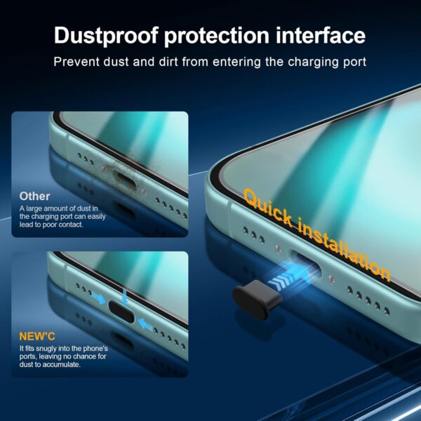 NEW'C 3x for iPhone 16 Screen Protector (6.1 inches)+ 3x Camera Lens Protector, Sensor Protection, Case Friendly Tempered Glass Film + Dust Plug- Easy installation tool include 2
