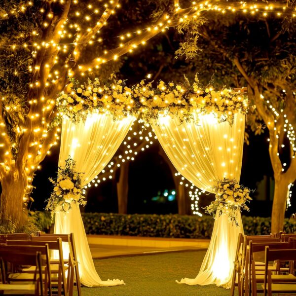 Solar String Lights Outdoor Waterproof, 9.8Ft 120 LED Christmas Tree Lights with 8 Modes, Solar Christmas Lights Outdoor for Yard, Fence, Balcony, Party, Christmas Decor (Warm White) 2