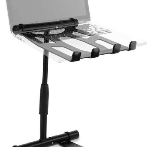 1 Portable Folding Laptop Stand - Standing Table with Adjustable Angle, Foldable Height and Four Prong Anti-Slip Tray for iPad, Tablet, DJ Mixer, Workstation, Gaming and Home Use - PLPTS55