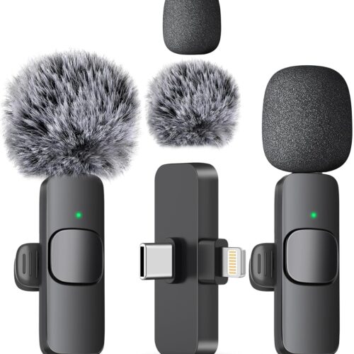Wireless Mini Microphone for iPhone, Android Phone - Bluetooth Lavalier Lapel Mic for Audio Video Recording - Clip on Content Creator Microphones for YouTube Tiktok Podcast Vlogging