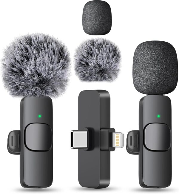Wireless Mini Microphone for iPhone, Android Phone - Bluetooth Lavalier Lapel Mic for Audio Video Recording - Clip on Content Creator Microphones for YouTube Tiktok Podcast Vlogging 1