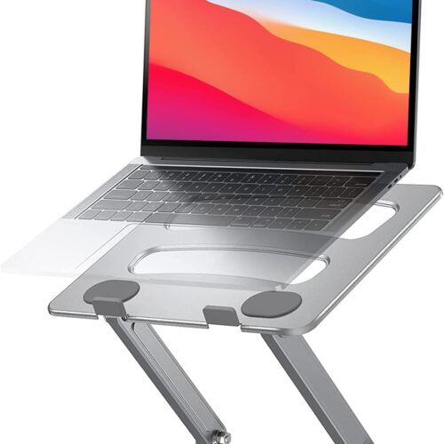 Laptop Stand for Desk, Adjustable & Foldable Laptop Riser for 10-15.6 Inch Laptops, Computer Stand for MacBook/Notebook, Portable Ergonomic Holder Up to 17.6lbs - Silver