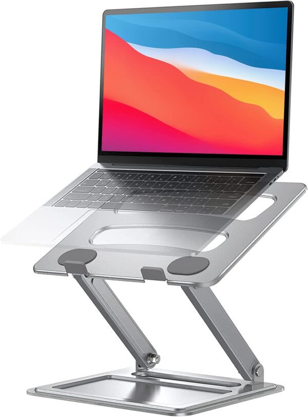 Laptop Stand for Desk, Adjustable & Foldable Laptop Riser for 10-15.6 Inch Laptops, Computer Stand for MacBook/Notebook, Portable Ergonomic Holder Up to 17.6lbs - Silver 1