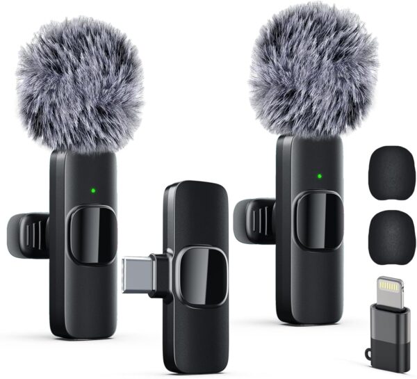 Professional Wireless Lavalier Lapel Microphone for iPhone, iPad, mini Video Recording Mic forInterview Video Podcast Vlog YouTube&Livestream, Noise Reduction, Plug &Play 1