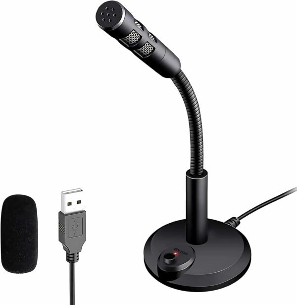 USB Computer Microphone,Plug and Play Desktop PC Laptop Microphone with Mute Button and LED Indicator for Streaming,Podcasting,Recording,Gaming,Skype,YouTube Mic for Mac or Window Black. 1