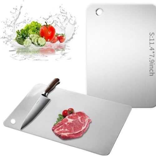 Titanium Cutting Board, New Upgrade Pure Titanium Cutting Boards for Kitchen, Double Sided Non Toxic Katuchef titanium Cutting Board, Hygiene Durable Dishwasher Safe Chopping Board (11.4IN*7.9IN)
